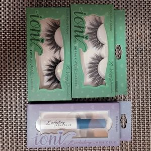NEW Set of 3 Ioni 3D Faux Mink Eyelashes & Glue